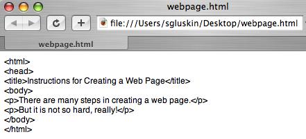 Screen shot of Safari page with html code instead of intended content